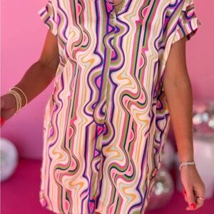 Karlie Multicolor Swirl Button Down Shirt